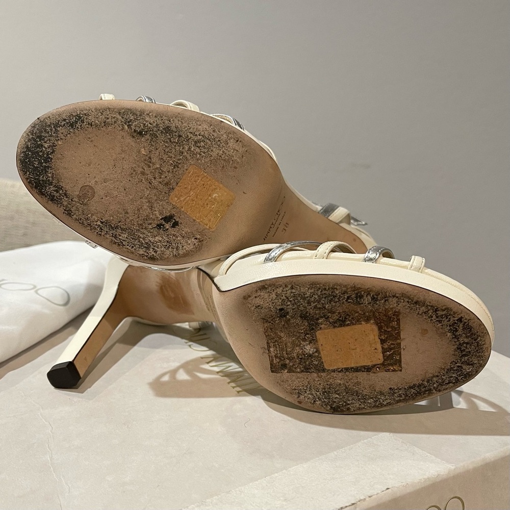 Jimmy Choo Lilah 100 Latte Mix Platform Sandals - Picture 6 of 7